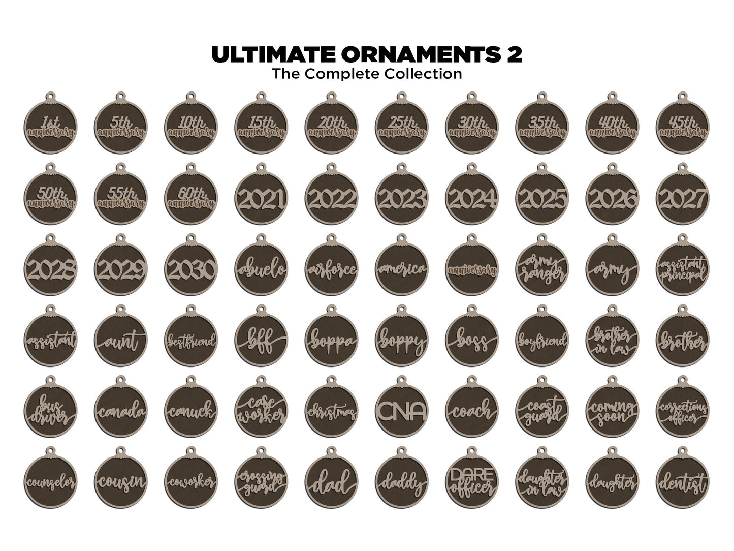 Ultimate Ornaments 2 - 250+ Top Layers and 50+ interchangeable Backings - SVG, PDF, AI File Download - Sized for Glowforge