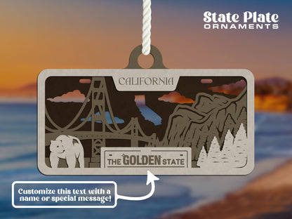 California State Plate Ornament and Signage - SVG File Download - Sized for Glowforge - Laser Ready Digital Files
