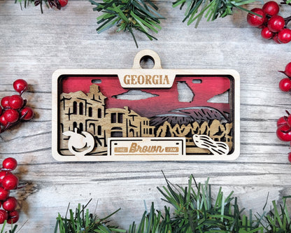 Georgia State Plate Ornament and Signage - SVG File Download - Sized for Glowforge - Laser Ready Digital Files