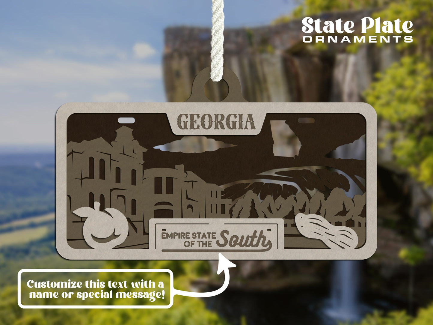 Georgia State Plate Ornament and Signage - SVG File Download - Sized for Glowforge - Laser Ready Digital Files