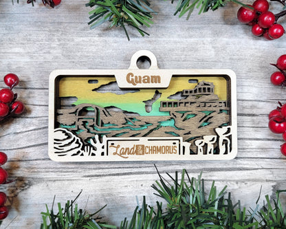 Guam State Plate Ornament and Signage - SVG File Download - Sized for Glowforge - Laser Ready Digital Files