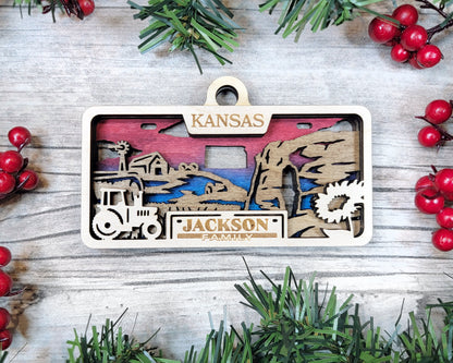 Kansas State Plate Ornament and Signage - SVG File Download - Sized for Glowforge - Laser Ready Digital Files