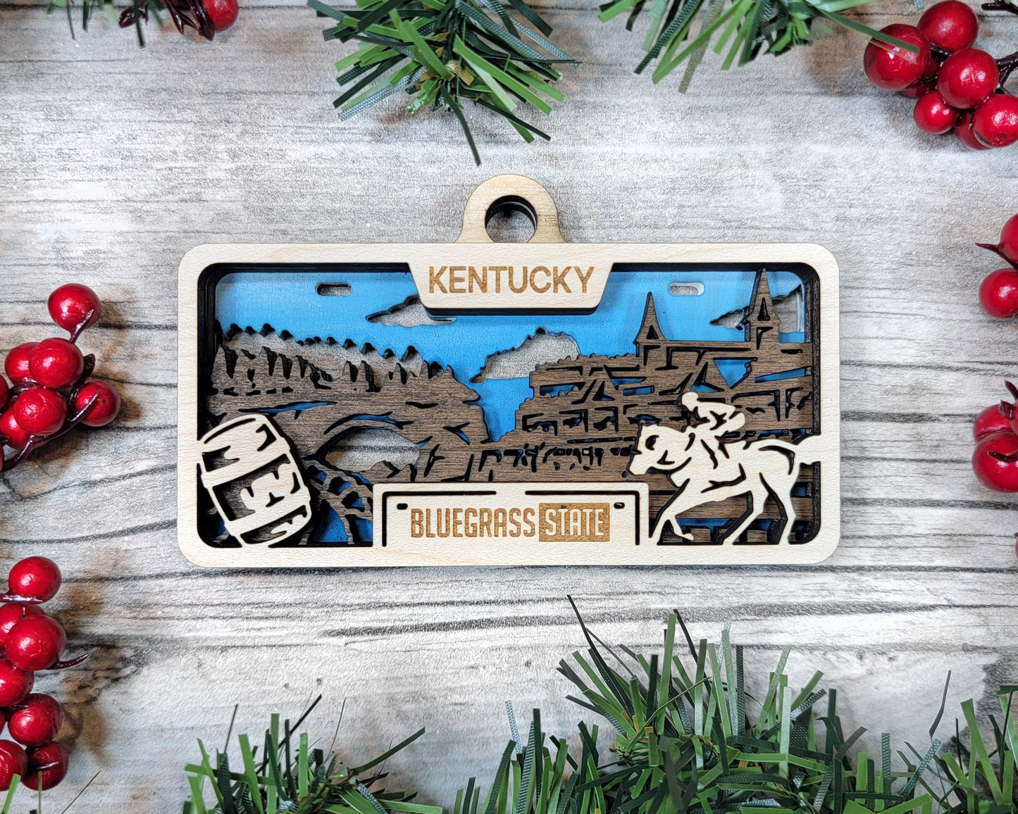 Kentucky State Plate Ornament and Signage - SVG File Download - Sized for Glowforge - Laser Ready Digital Files