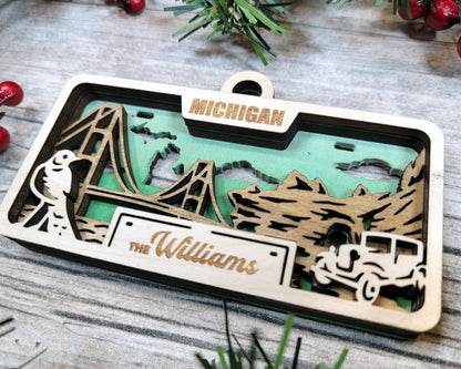 Michigan State Plate Ornament and Signage - SVG File Download - Sized for Glowforge - Laser Ready Digital Files