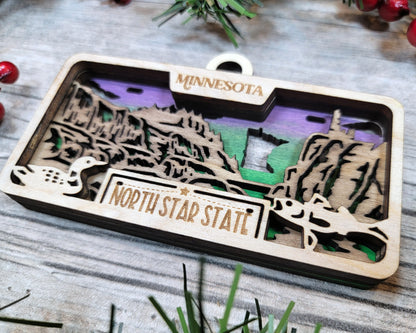 Minnesota State Plate Ornament and Signage - SVG File Download - Sized for Glowforge - Laser Ready Digital Files