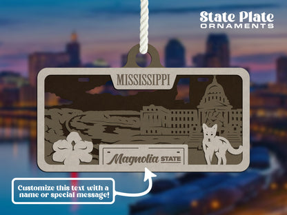Mississippi State Plate Ornament and Signage - SVG File Download - Sized for Glowforge - Laser Ready Digital Files