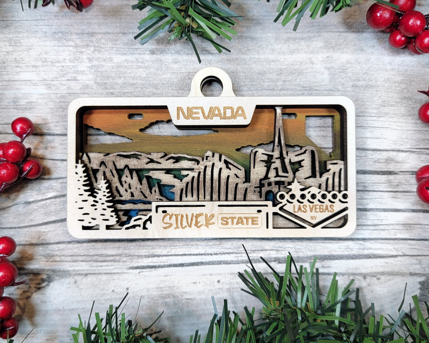 Nevada State Plate Ornament and Signage - SVG File Download - Sized for Glowforge - Laser Ready Digital Files