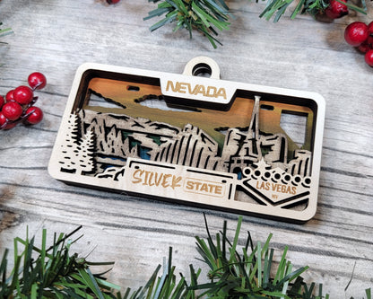 Nevada State Plate Ornament and Signage - SVG File Download - Sized for Glowforge - Laser Ready Digital Files