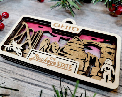 Ohio State Plate Ornament and Signage - SVG File Download - Sized for Glowforge - Laser Ready Digital Files