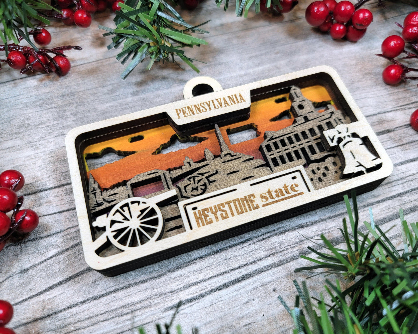 Pennsylvania State Plate Ornament and Signage - SVG File Download - Sized for Glowforge - Laser Ready Digital Files