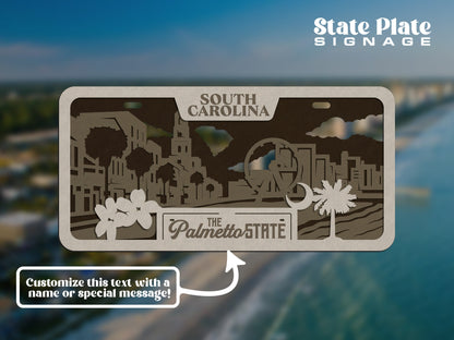 South Carolina State Plate Ornament and Signage - SVG File Download - Sized for Glowforge - Laser Ready Digital Files