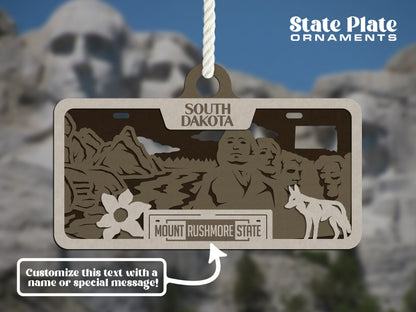 South Dakota State Plate Ornament and Signage - SVG File Download - Sized for Glowforge - Laser Ready Digital Files