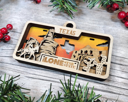 Texas State Plate Ornament and Signage - SVG File Download - Sized for Glowforge - Laser Ready Digital Files