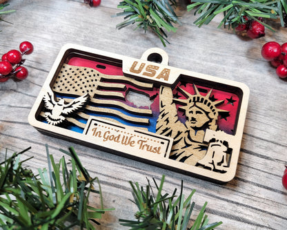 USA State Plate Ornament and Signage - SVG File Download - Sized for Glowforge - Laser Ready Digital Files