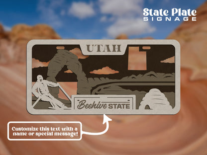 Utah State Plate Ornament and Signage - SVG File Download - Sized for Glowforge - Laser Ready Digital Files