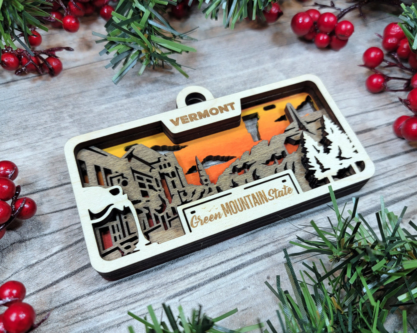 Vermont State Plate Ornament and Signage - SVG File Download - Sized for Glowforge - Laser Ready Digital Files