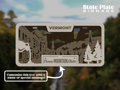 Vermont State Plate Ornament and Signage - SVG File Download - Sized for Glowforge - Laser Ready Digital Files