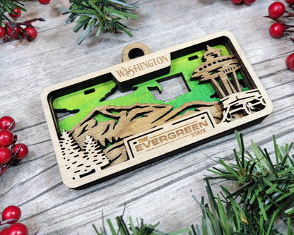 Washington State Plate Ornament and Signage - SVG File Download - Sized for Glowforge - Laser Ready Digital Files