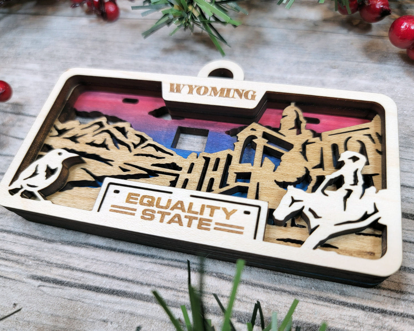 Wyoming State Plate Ornament and Signage - SVG File Download - Sized for Glowforge - Laser Ready Digital Files