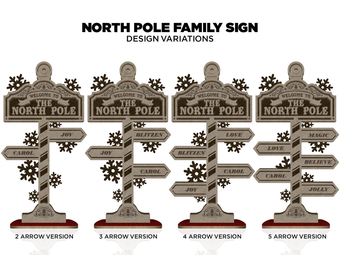 The North Pole Family Sign - Includes 2 to 8 Arrow Options - SVG File Download - Sized & Tested in Glowforge