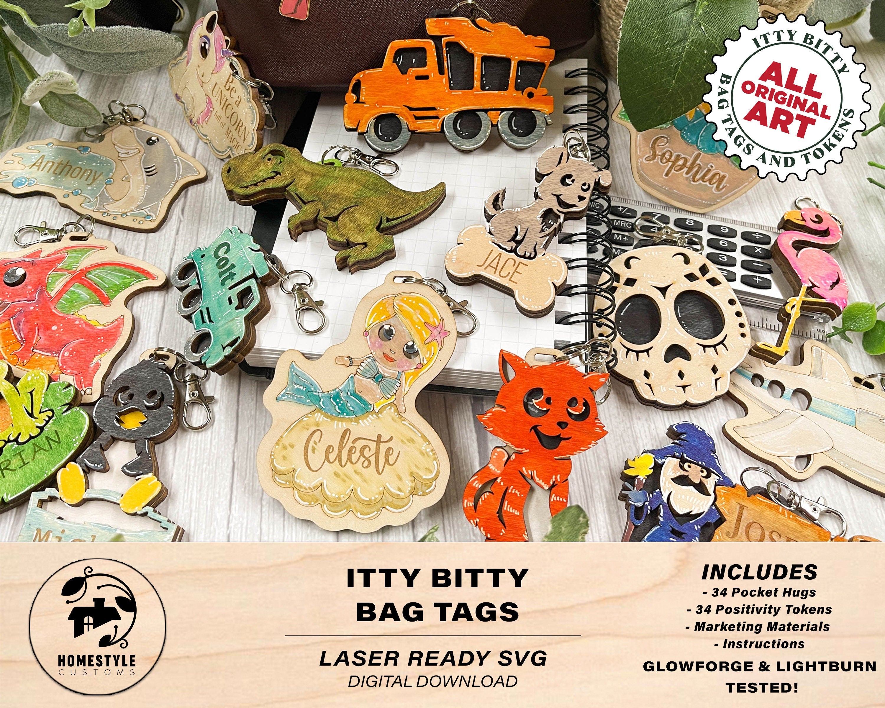 Bitty Designs Itty Bitty Bag Tags - 34 Original Designs available in Cut, Engrave, S ...