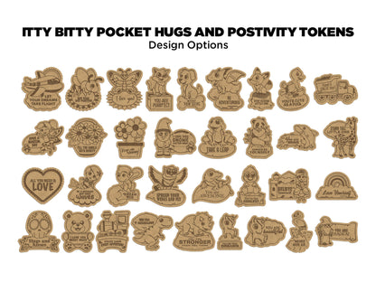 Itty Bitty Pocket Hugs and Positivity Tokens - 34 Original Designs Included - SVG File Download - Sized & Tested in Glowforge