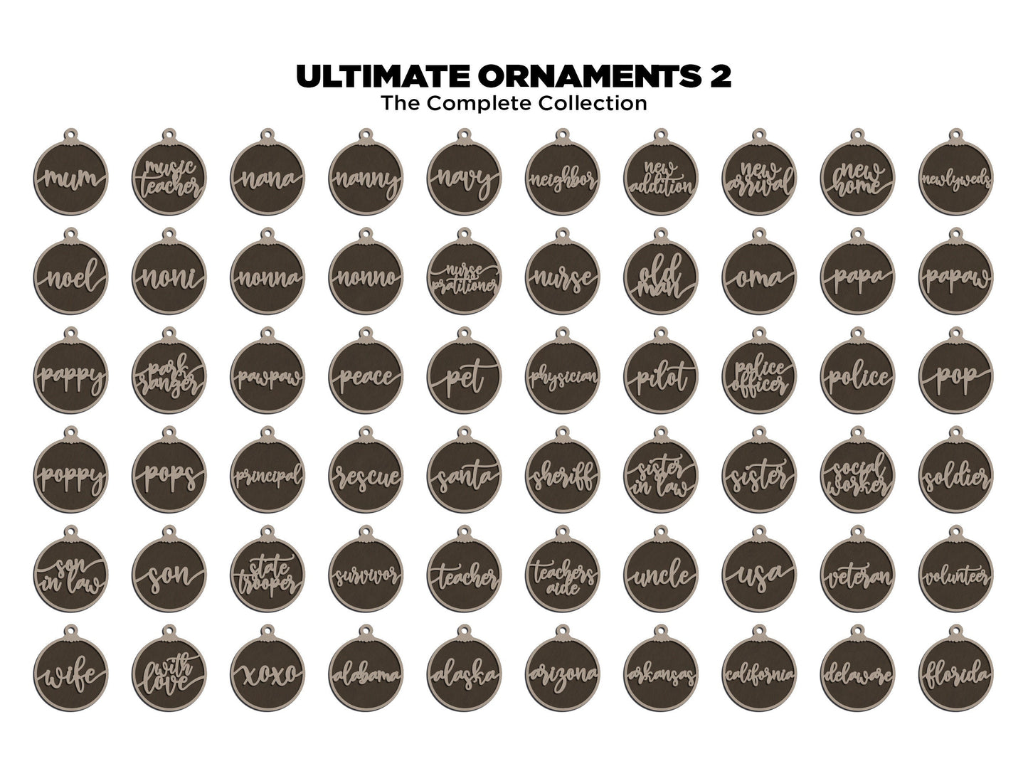 Ultimate Ornaments 2 - 250+ Top Layers and 50+ interchangeable Backings - SVG, PDF, AI File Download - Sized for Glowforge