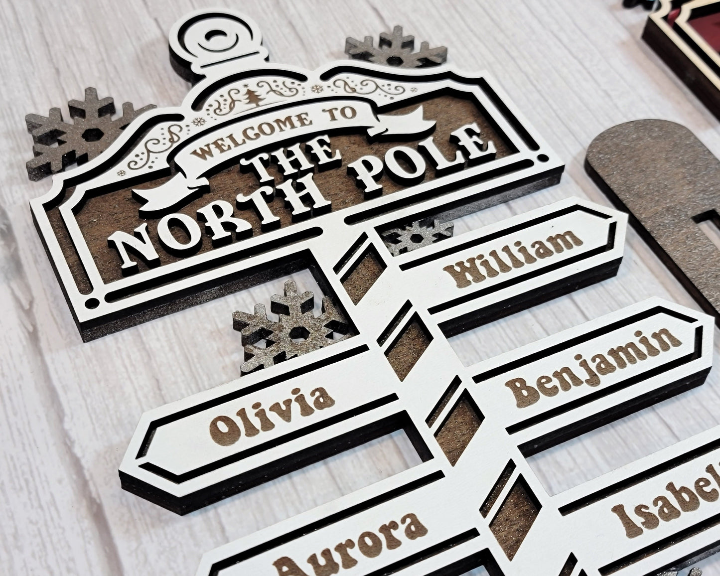 The North Pole Family Sign - Includes 2 to 8 Arrow Options - SVG File Download - Sized & Tested in Glowforge