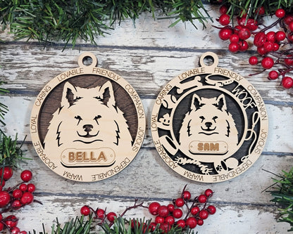 American Eskimo - Adorable Dog Ornaments - 2 Ornaments included - SVG, PDF, AI File Download - Sized for Glowforge