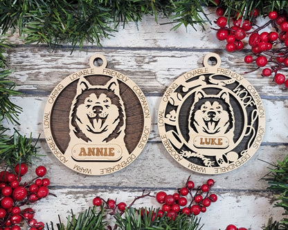 Alaskan Malamute - Adorable Dog Ornaments - 2 Ornaments included - SVG, PDF, AI File Download - Sized for Glowforge