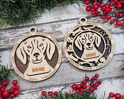 American Foxhound - Adorable Dog Ornaments - 2 Ornaments included - SVG, PDF, AI File Download - Sized for Glowforge