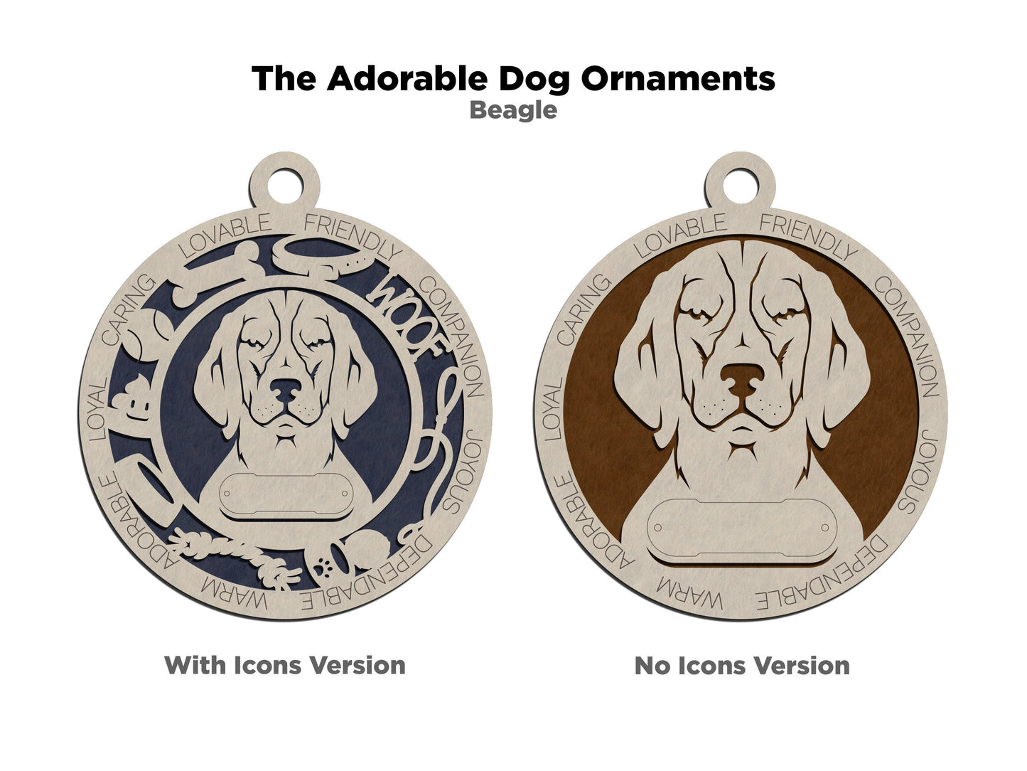 Beagle - Adorable Dog Ornaments - 2 Ornaments included - SVG, PDF, AI File Download - Sized for Glowforge