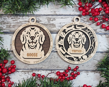 Golden Retriever - Adorable Dog Ornaments - 2 Ornaments included - SVG, PDF, AI File Download - Sized for Glowforge