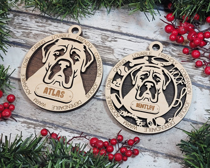 Mastiff - Adorable Dog Ornaments - 2 Ornaments included - SVG, PDF, AI File Download - Sized for Glowforge