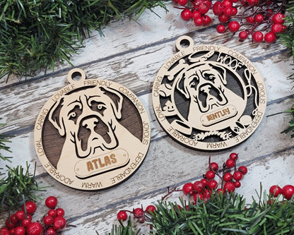 Mastiff - Adorable Dog Ornaments - 2 Ornaments included - SVG, PDF, AI File Download - Sized for Glowforge