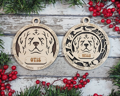 Newfoundland - Adorable Dog Ornaments - 2 Ornaments included - SVG, PDF, AI File Download - Sized for Glowforge