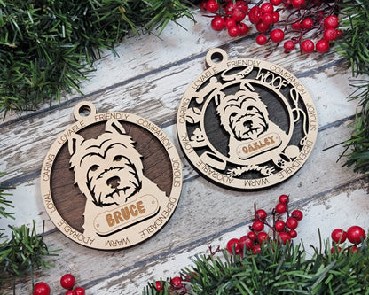 West Highland Terrier - Adorable Dog Ornaments - 2 Ornaments included - SVG, PDF, AI File Download - Sized for Glowforge