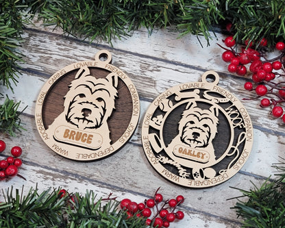 West Highland Terrier - Adorable Dog Ornaments - 2 Ornaments included - SVG, PDF, AI File Download - Sized for Glowforge