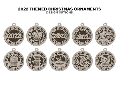 2022 Themed Ornaments - 10 Unique Designs - SVG, PDF, AI File Download - Sized for Glowforge