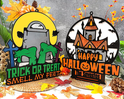 Halloween Door Hangers - 2 Designs with 6 Personalization Options - SVG File Download - Sized & Tested in Glowforge