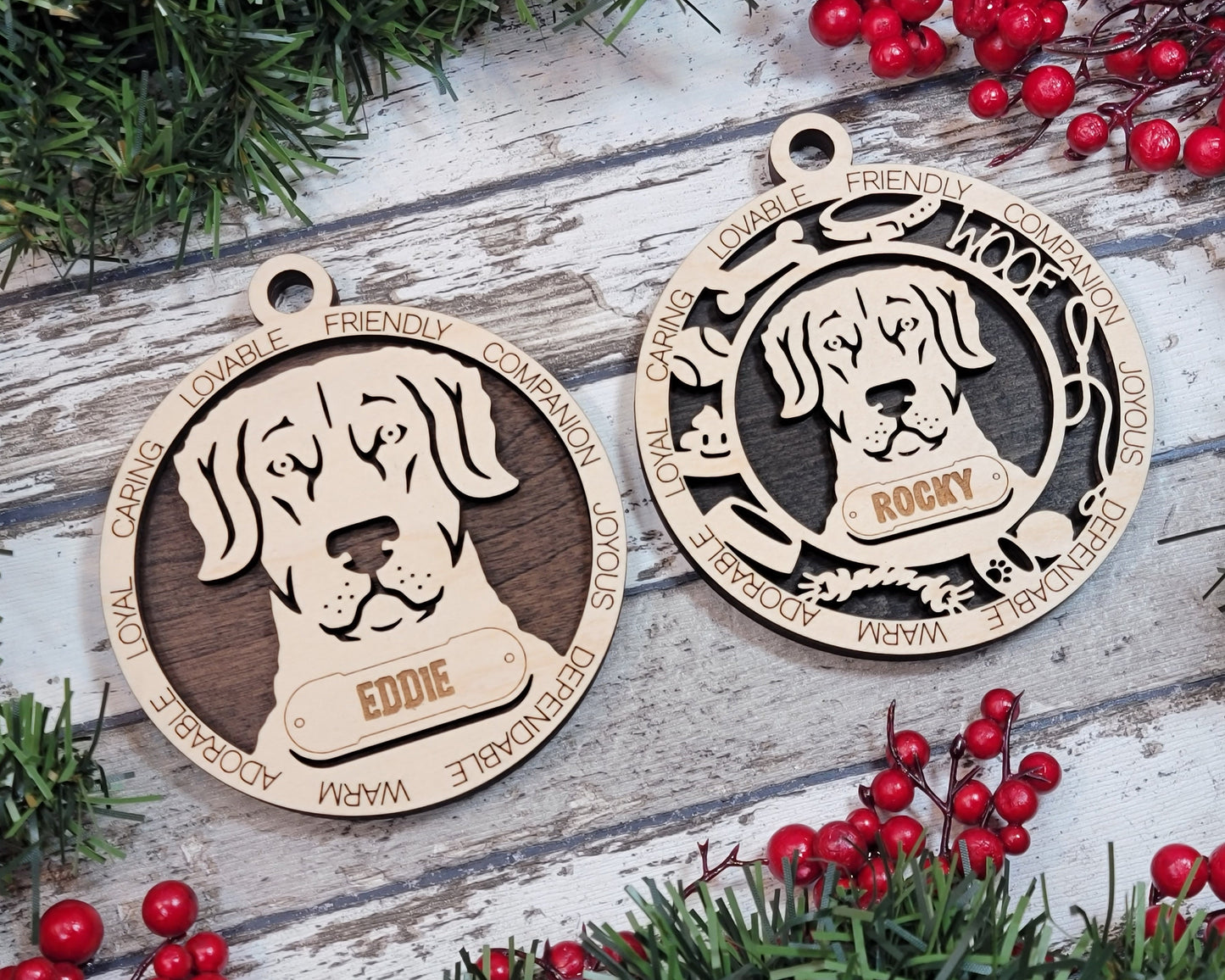 Chesapeake Bay Retriever - Adorable Dog Ornaments - 2 Ornaments included - SVG, PDF, AI File Download - Sized for Glowforge