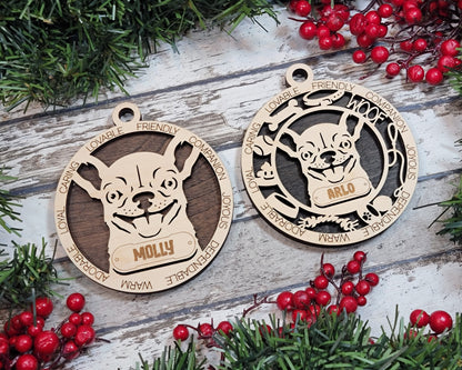Chihuahua - Adorable Dog Ornaments - 2 Ornaments included - SVG, PDF, AI File Download - Sized for Glowforge