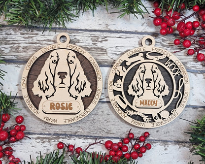 English Springer Spaniel - Adorable Dog Ornaments - 2 Ornaments included - SVG, PDF, AI File Download - Sized for Glowforge