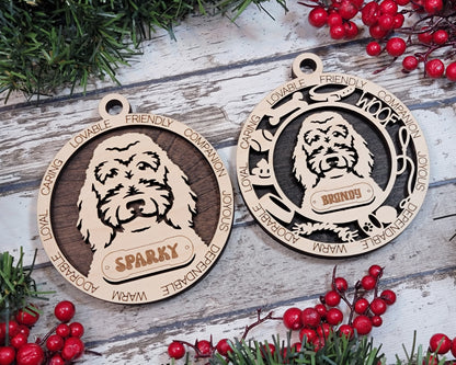 Golden Doodle - Adorable Dog Ornaments - 2 Ornaments included - SVG, PDF, AI File Download - Sized for Glowforge