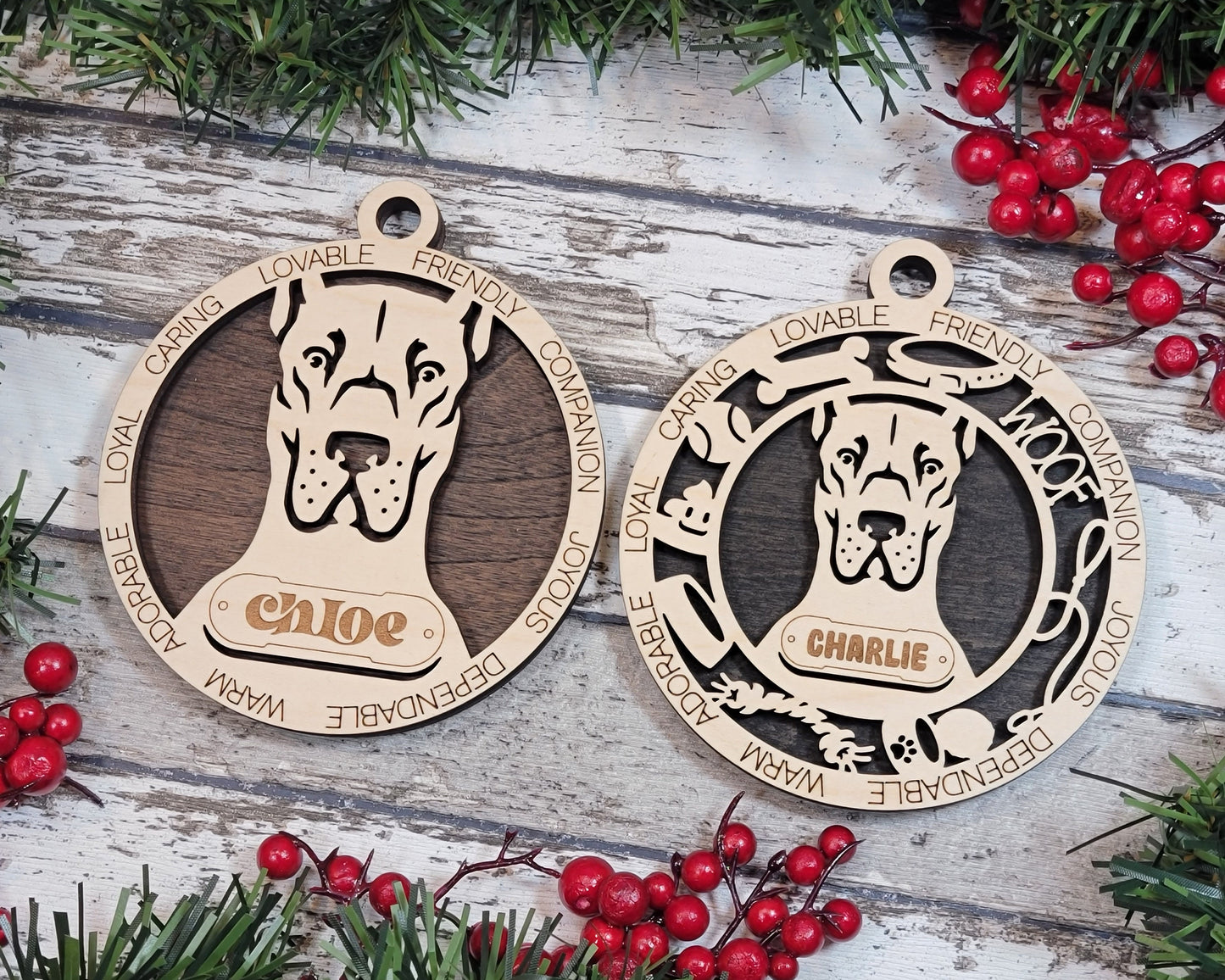 Great Dane - Adorable Dog Ornaments - 2 Ornaments included - SVG, PDF, AI File Download - Sized for Glowforge
