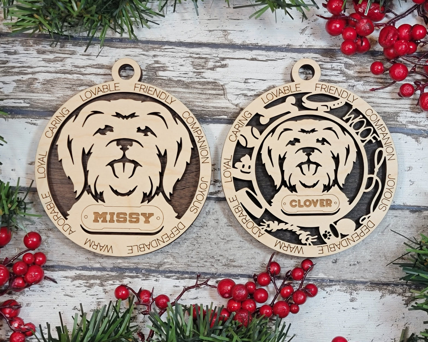 Maltese - Adorable Dog Ornaments - 2 Ornaments included - SVG, PDF, AI File Download - Sized for Glowforge