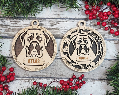Mastiff - Adorable Dog Ornaments - 2 Ornaments included - SVG, PDF, AI File Download - Sized for Glowforge