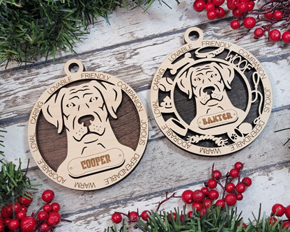 Rhodesian Ridgeback - Adorable Dog Ornaments - 2 Ornaments included - SVG, PDF, AI File Download - Sized for Glowforge