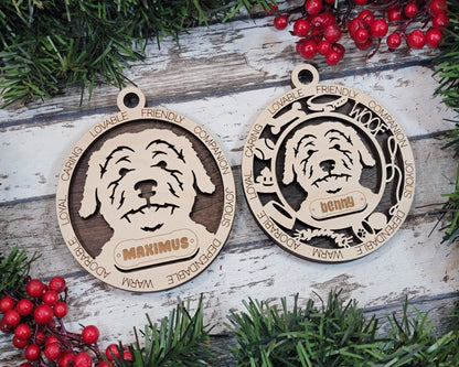 Aussie Doodle - Adorable Dog Ornaments - 2 Ornaments included - SVG, PDF, AI File Download - Sized for Glowforge