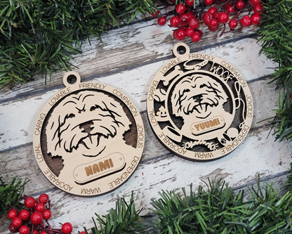 Australian Labradoodle - Adorable Dog Ornaments - 2 Ornaments included - SVG, PDF, AI File Download - Sized for Glowforge
